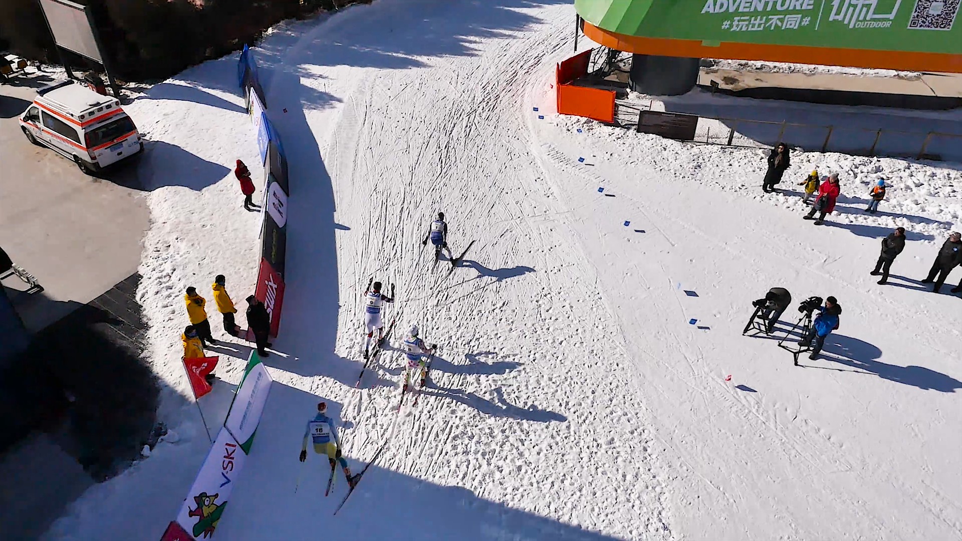 航拍萬科石京龍國際滑雪賽