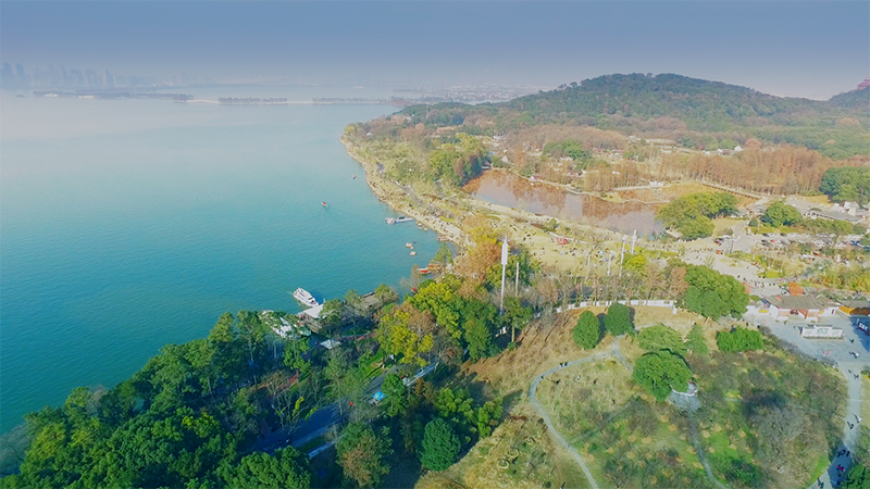 武漢無人機(jī)航拍武漢東湖綠道湖山