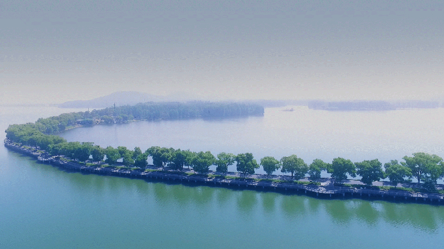 武漢無人機(jī)航拍武漢東湖綠道湖山